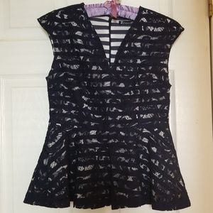 Lace overlay peplum top